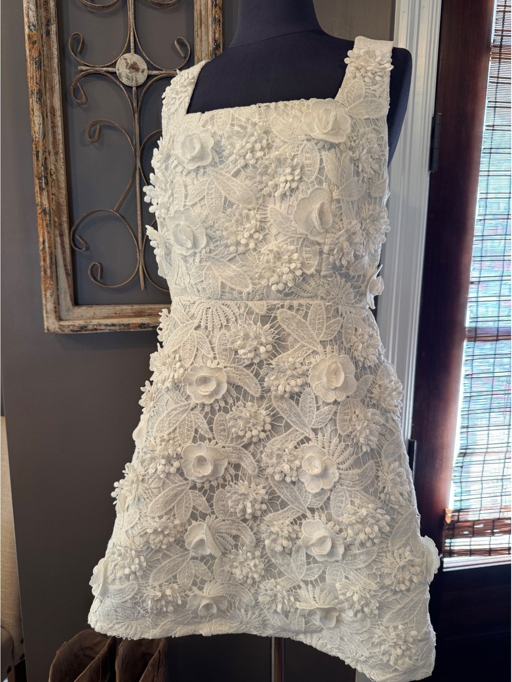 Mable White Floral 3D Lace Sleeveless Mini Dress Size L